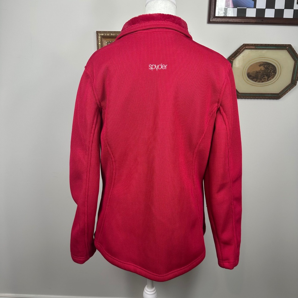 Spyder Women's Red Zip Up Plush Lined Knit Jacket - SIZE L Winter Outdoors - Picture 4 of 7